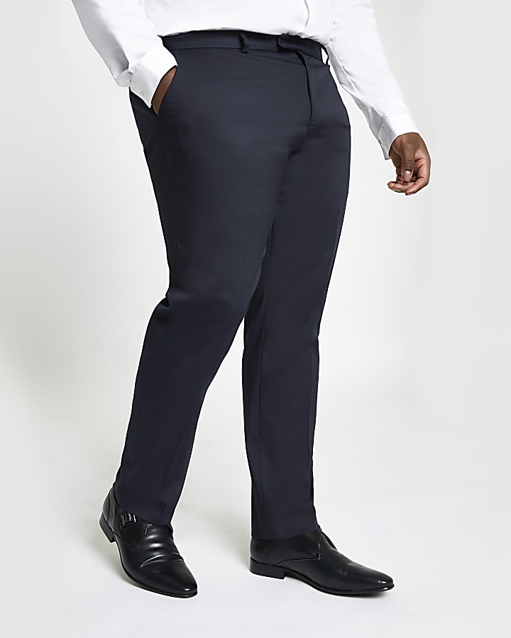 Big and Tall navy skinny fit suit trousers | River Island