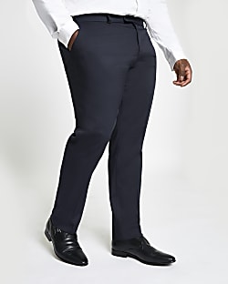 Big and Tall navy skinny fit suit trousers