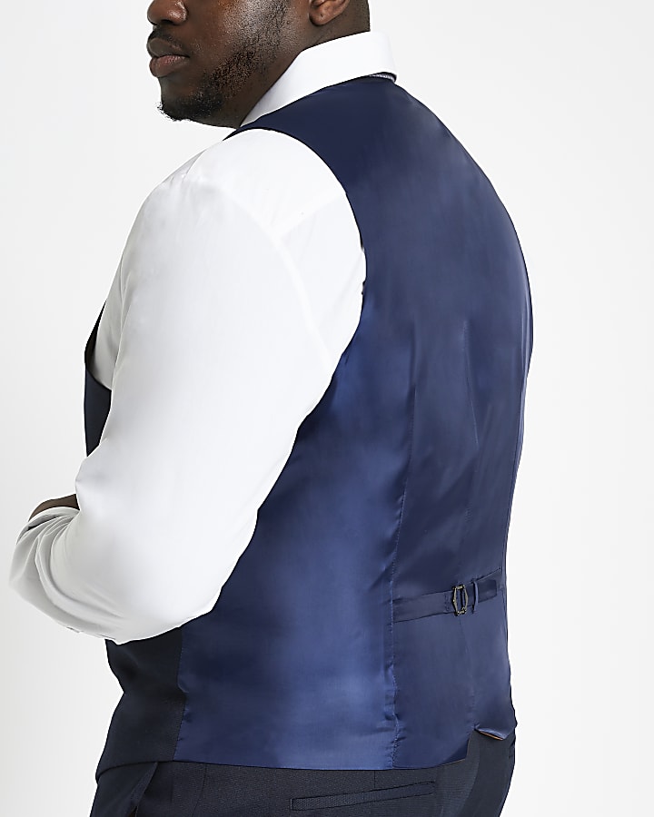 Big and Tall navy skinny fit suit waistcoat