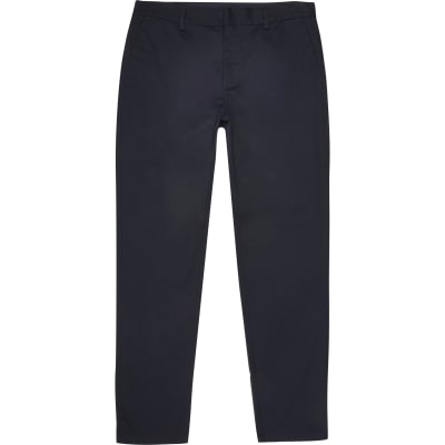 Big and Tall navy slim fit chino trousers | River Island