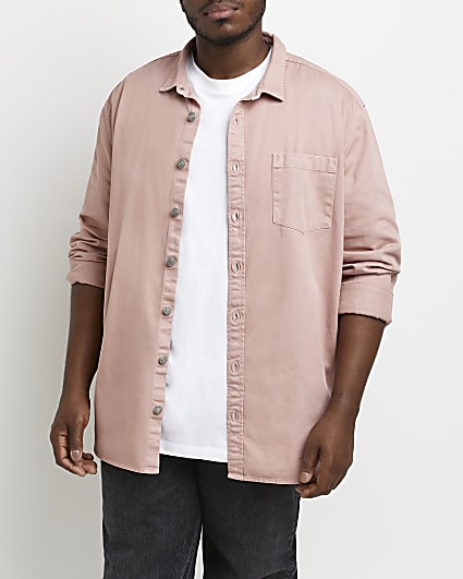 Big & tall pink regular fit twill shirt