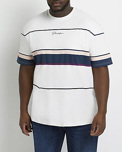 Big & tall Prolific ecru stripe t-shirt
