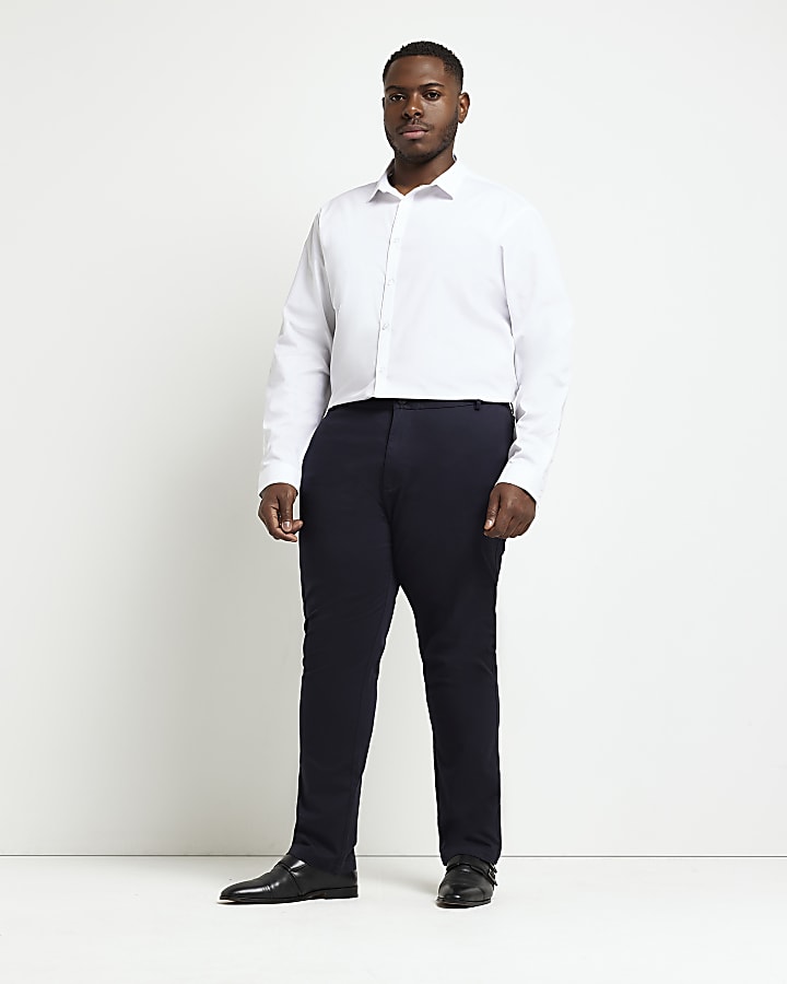 Big & tall white slim fit long sleeve shirt