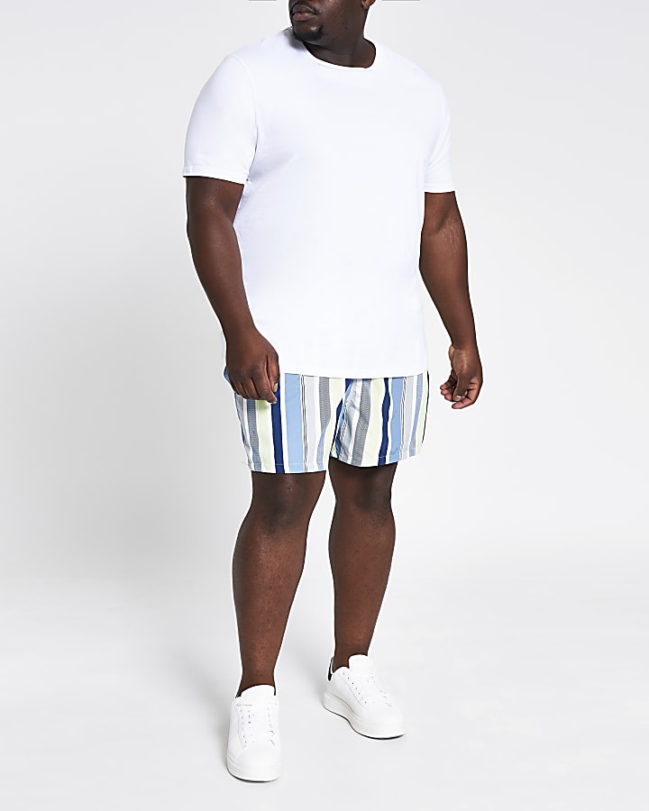 Big and tall white stripe swim shorts