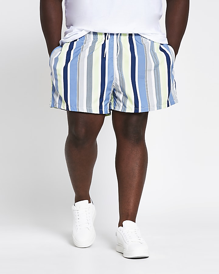 Big and tall white stripe swim shorts