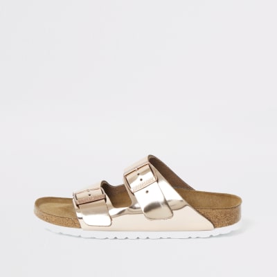 rose gold birkenstock sandals