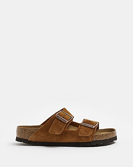 Birkenstock brown suede Arizona sandals