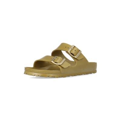 360 degree animation of product Birkenstock gold Eva Arizona sandals frame-0