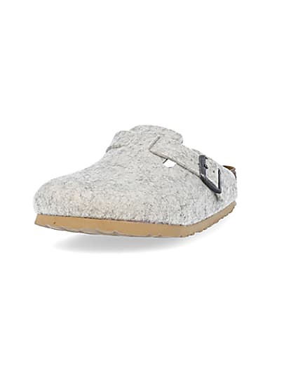 360 degree animation of product Birkenstock grey wooly boston mules frame-2