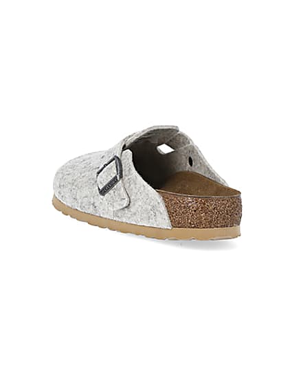 360 degree animation of product Birkenstock grey wooly boston mules frame-10
