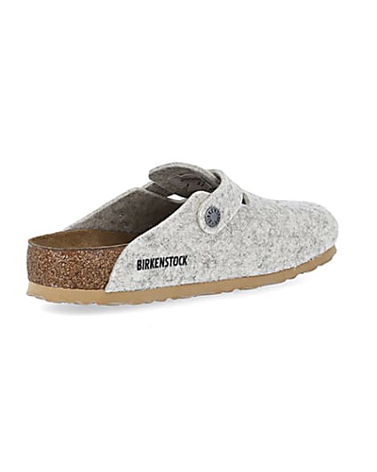 360 degree animation of product Birkenstock grey wooly boston mules frame-15