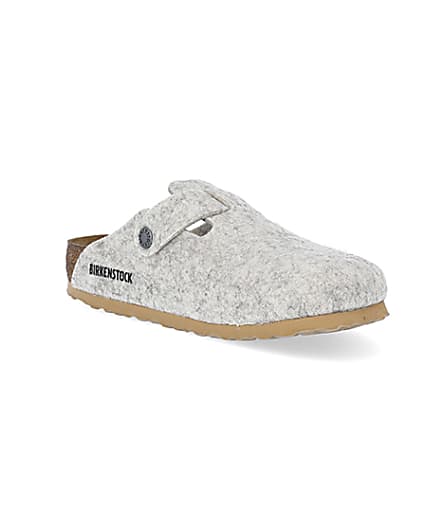 360 degree animation of product Birkenstock grey wooly boston mules frame-21