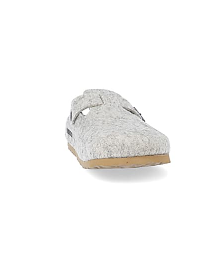 360 degree animation of product Birkenstock grey wooly boston mules frame-23
