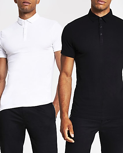 Black & white multipack polo shirts