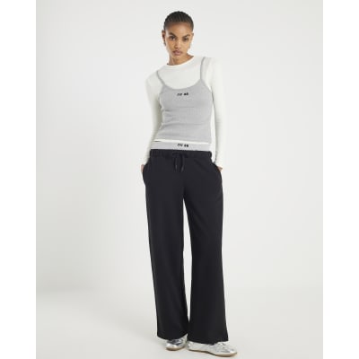 Black 2 in 1 Wide Leg Joggers