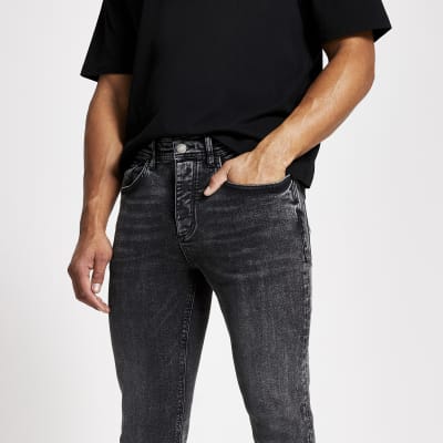 mens cropped jeans black