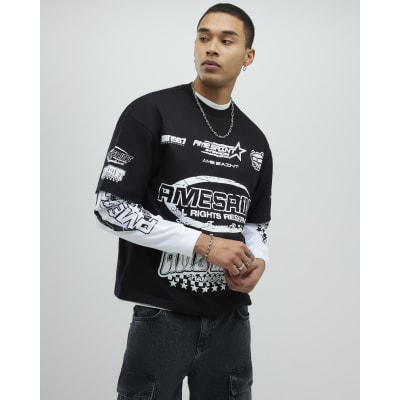 Black Ame Saint Double Layer T-Shirt