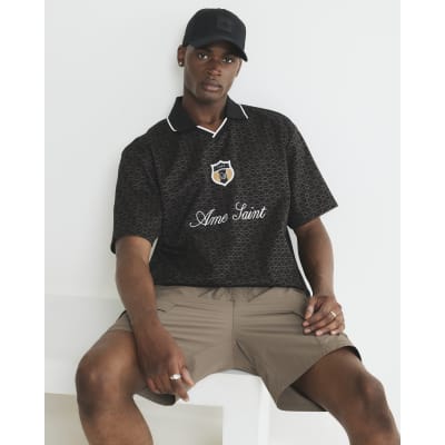 Black Ame Saint Football Polo Shirt
