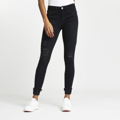 Black Amelie mid rise distressed jean