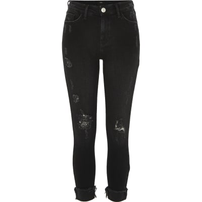 Black Amelie mid rise distressed jean