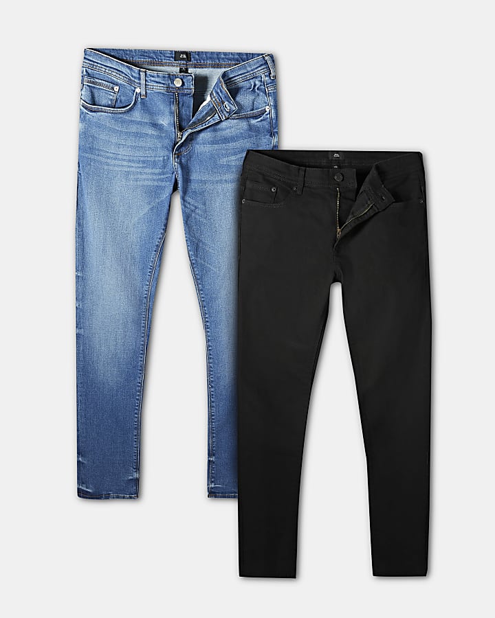 Black and blue multipack skinny denim jeans