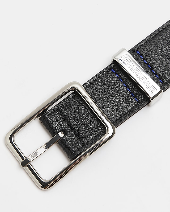 Black and blue RI branded reversible belt