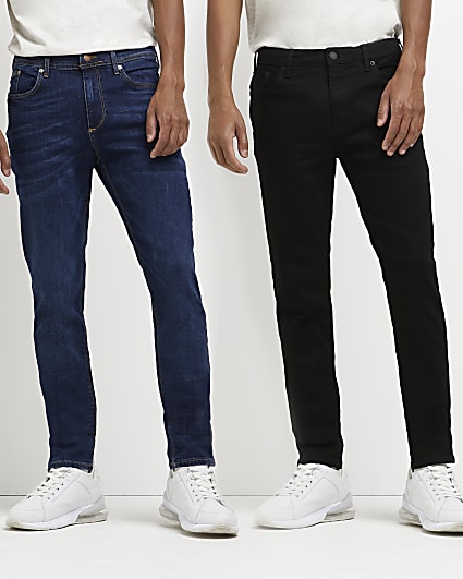 Black and dark blue multipack skinny jeans