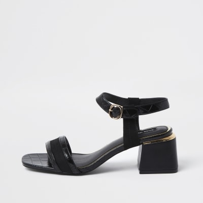 river island black heeled sandals