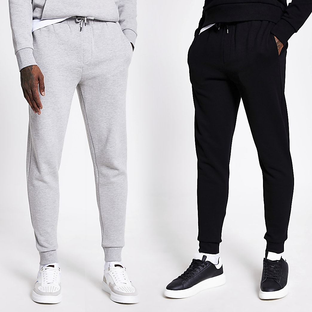 Black and grey joggers 2 pack | River Island