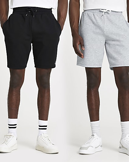 Black and grey multipack RI slim shorts