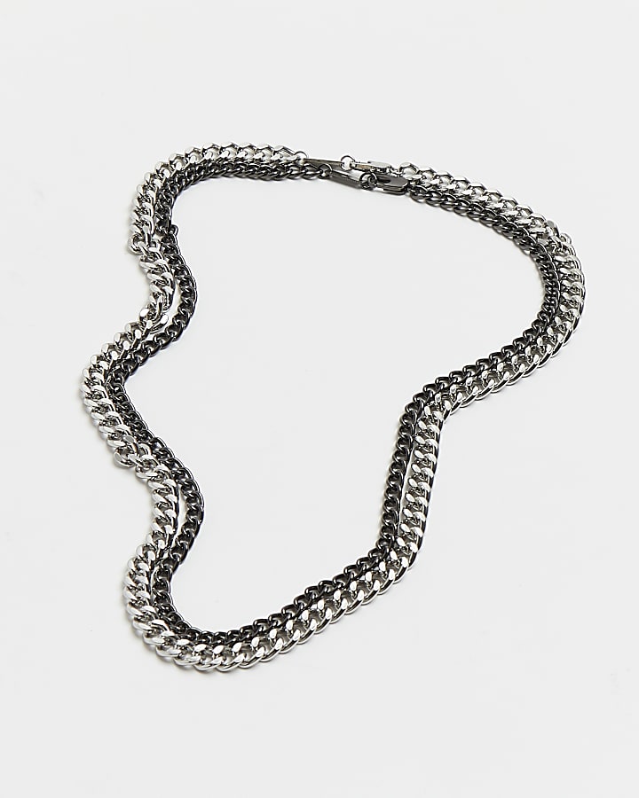 Black and silver multipack chain necklace