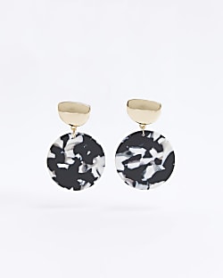 Black and white marble drop earrings