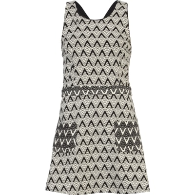 river island black pinafore dress