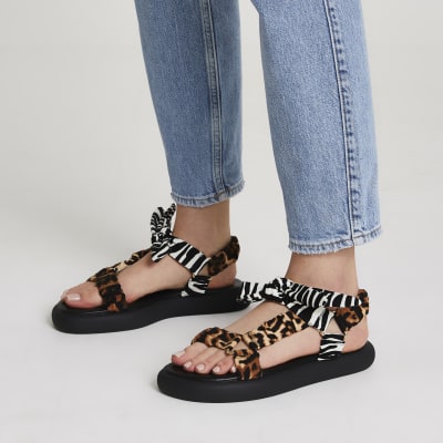 leopard print bow sandals