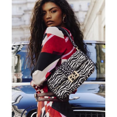 Animal Print Faux Hair On Leather Bag