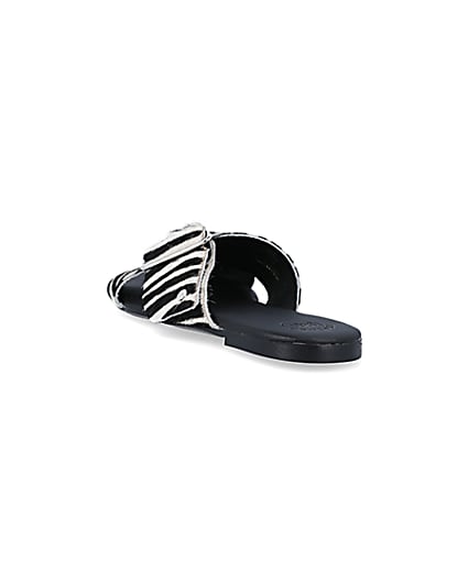 360 degree animation of product Black animal print flat sandals frame-7