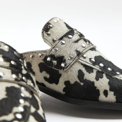 Leopard print hot sale backless loafers