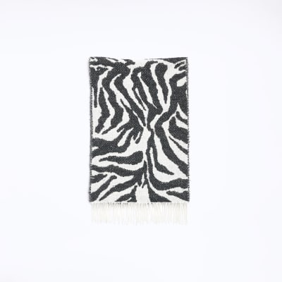 Black animal print scarf | River Island