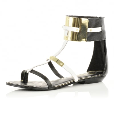 Black ankle cuff sandals River Island