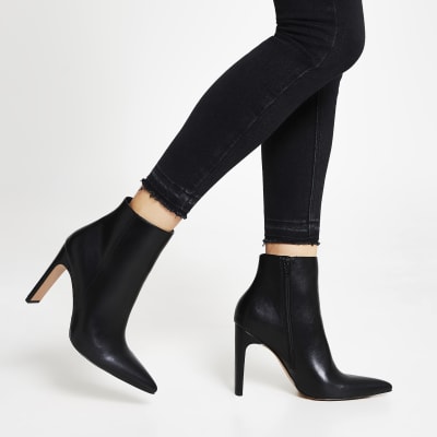 black booties skinny heel