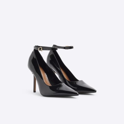 Black strap court shoes on sale