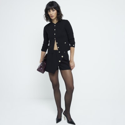 Black Asymmetric Mini Skort River Island