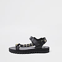 Black asymmetric sporty sandal
