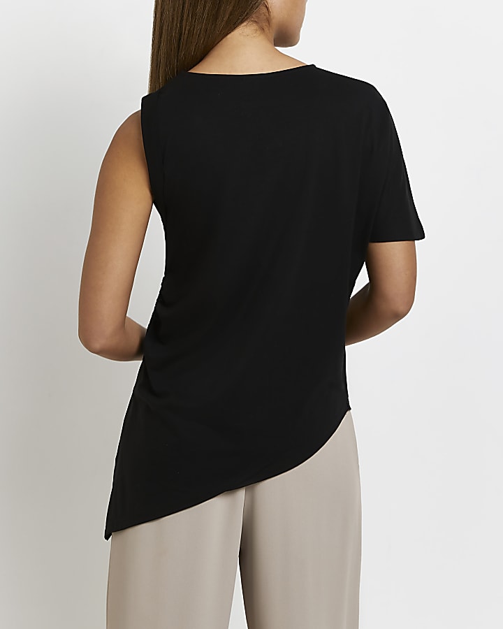 Black asymmetric t-shirt