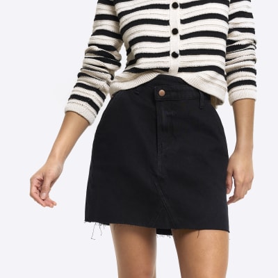 Black denim skirt river island hot sale