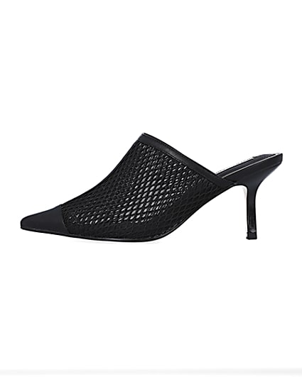 360 degree animation of product Black backless heeled court shoes frame-3
