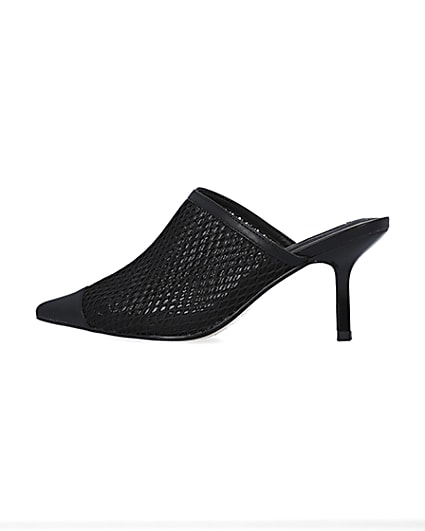 360 degree animation of product Black backless heeled court shoes frame-4