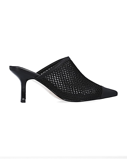 360 degree animation of product Black backless heeled court shoes frame-14