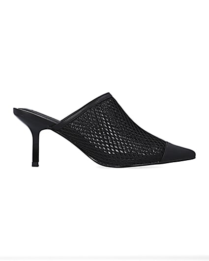 360 degree animation of product Black backless heeled court shoes frame-15