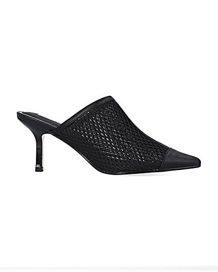360 degree animation of product Black backless heeled court shoes frame-16